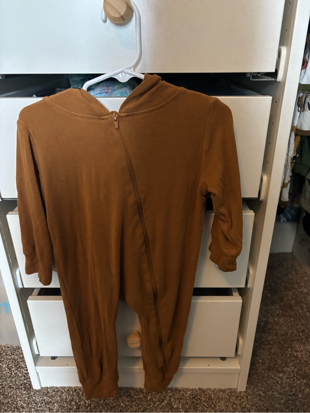 Kyte BABY Brown Hooded Zippered One-Piece Bodysuit